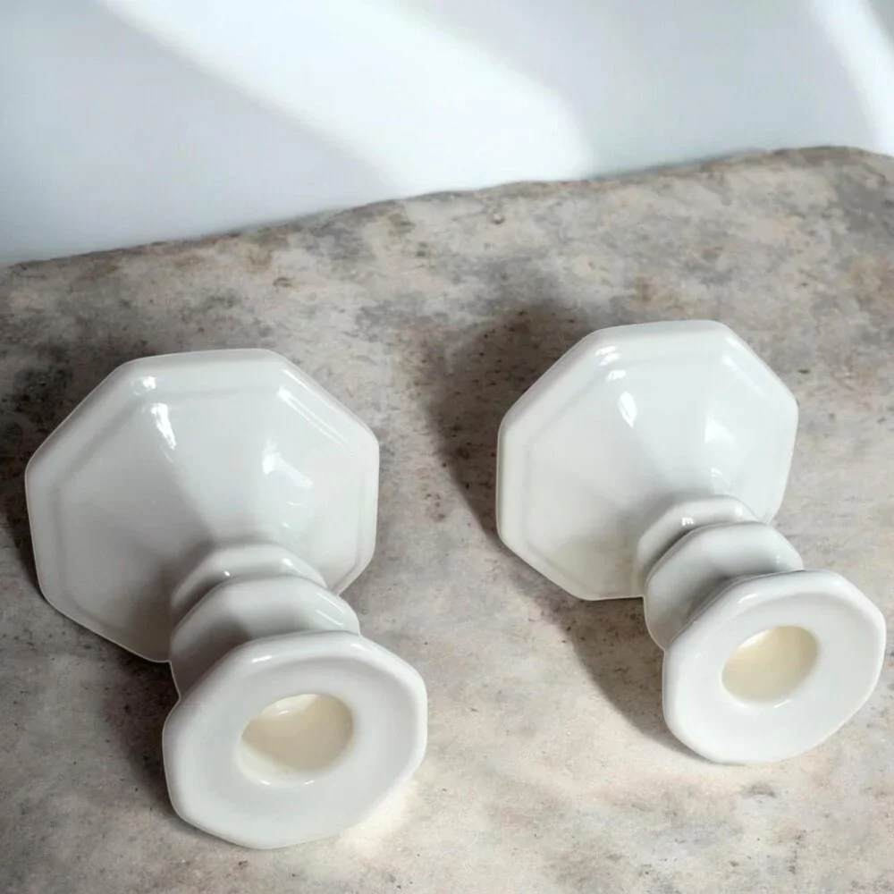 VINTAGE PHALTZGRAFF Heritage White Candlestick Holders Set of 2